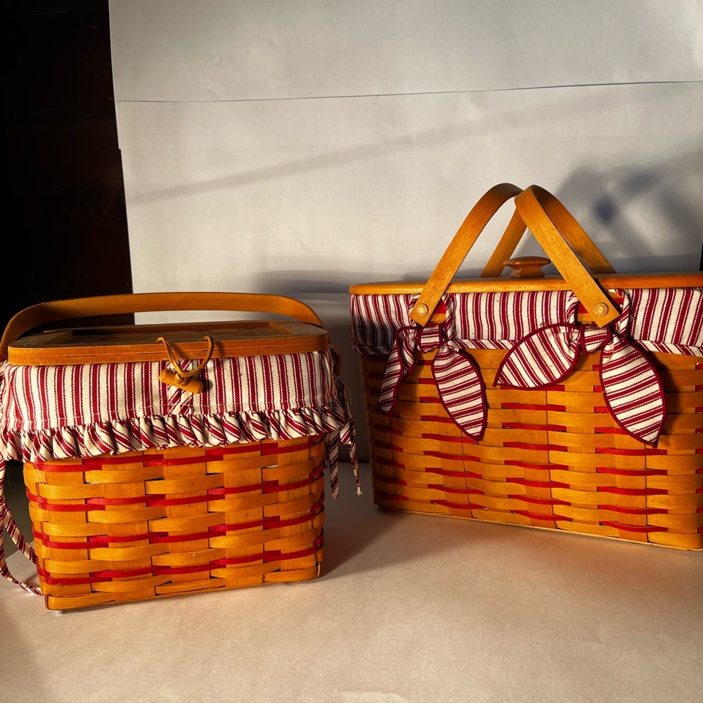 Longaberger Red Stripe Baskets